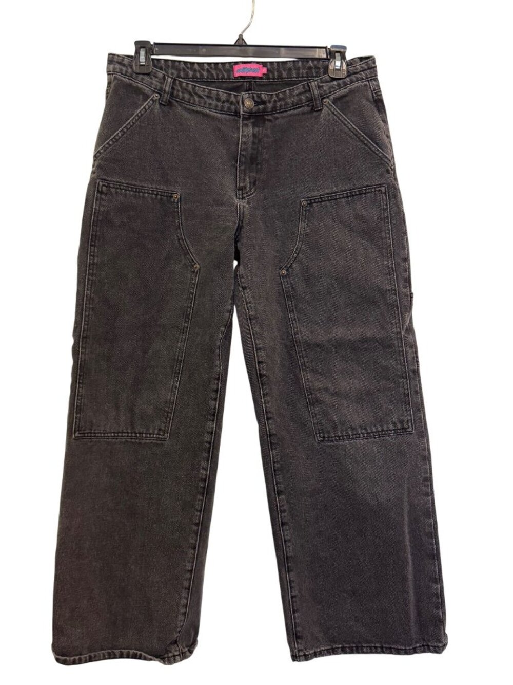 Edikted Womens Black Wide-Leg Utility Jeans  Size XL